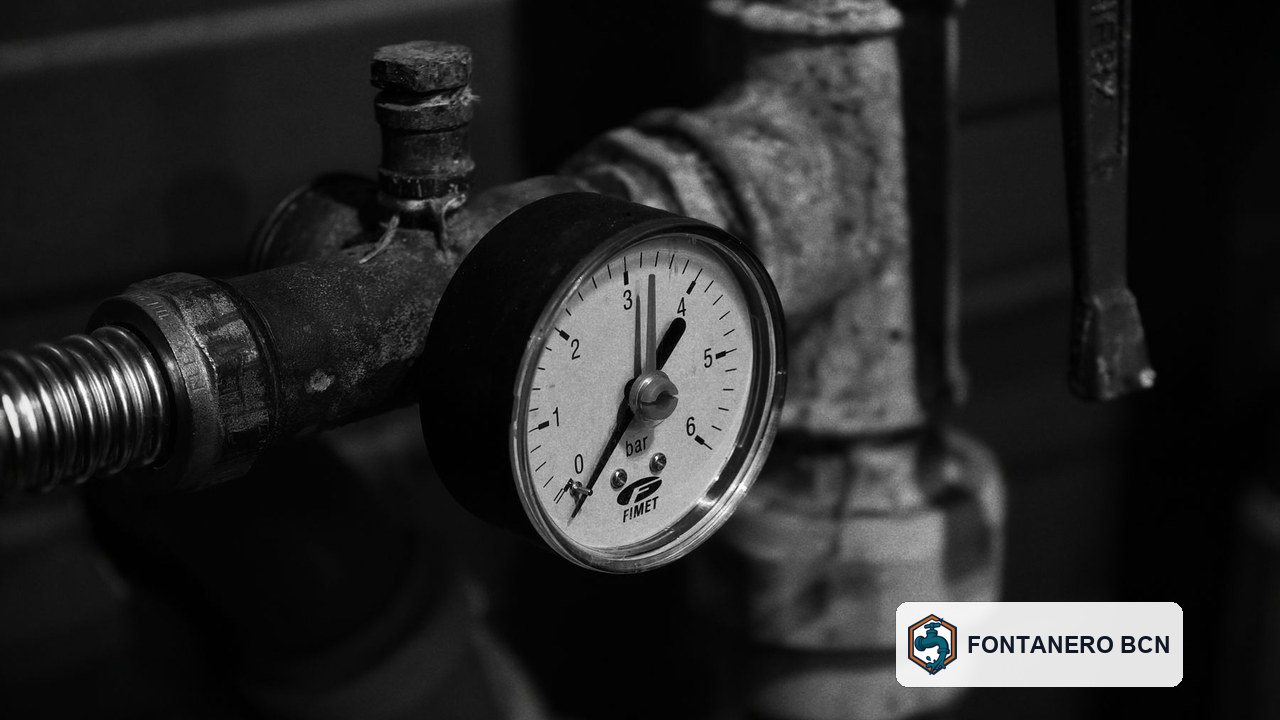 Manómetro instalado en una conducción de agua