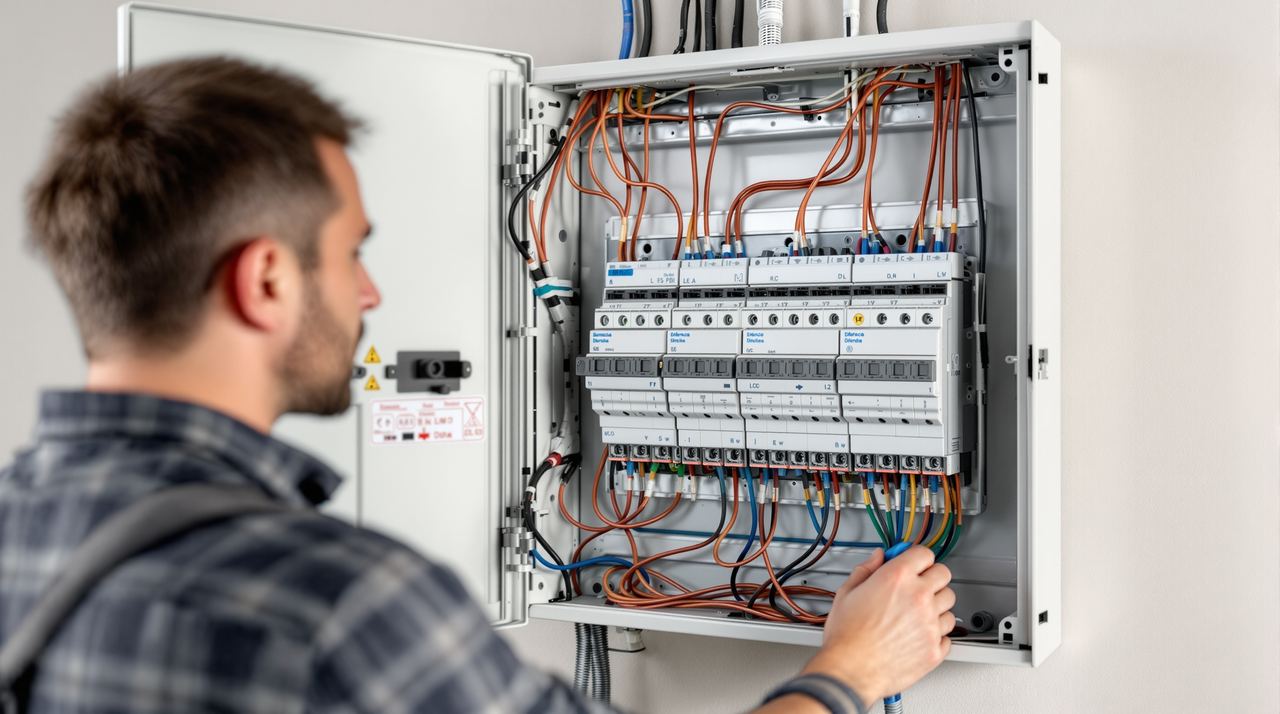 Cuadro eléctrico trifásico instalado en local comercial de Barcelona por técnico de ICEBOX