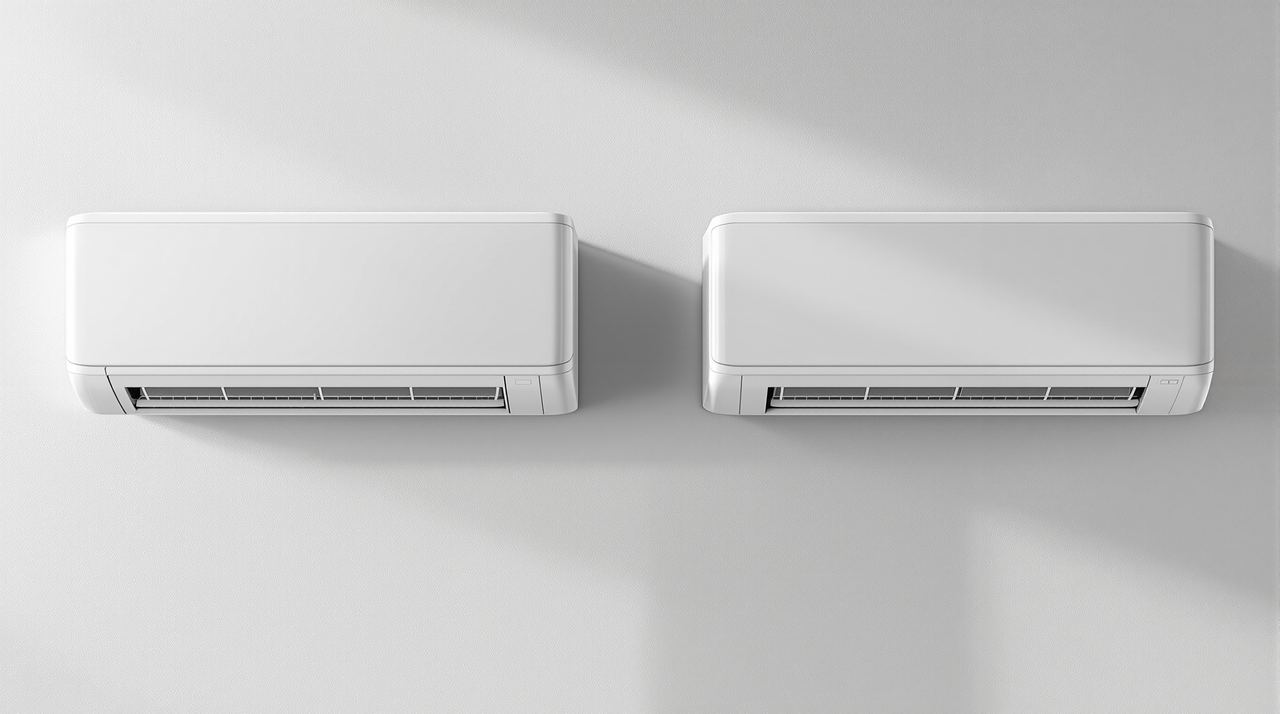 Unidades interiores de aire acondicionado Daikin y Mitsubishi instaladas en salón