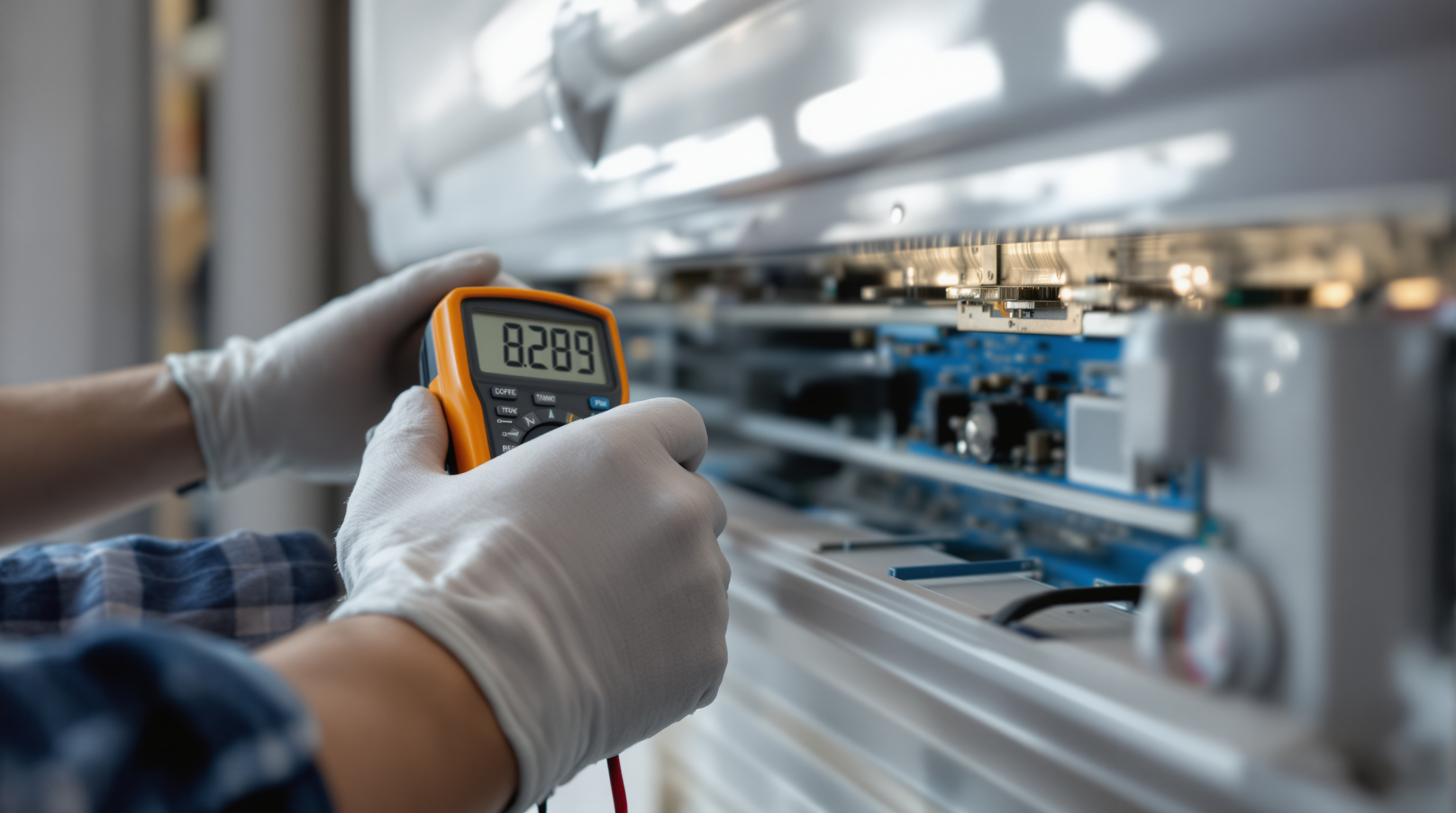 Técnico de ICEBOX revisando un split de aire acondicionado en una vivienda de Barcelona