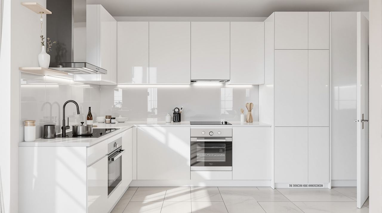 Cocina reformada moderna en piso de alquiler en Barcelona